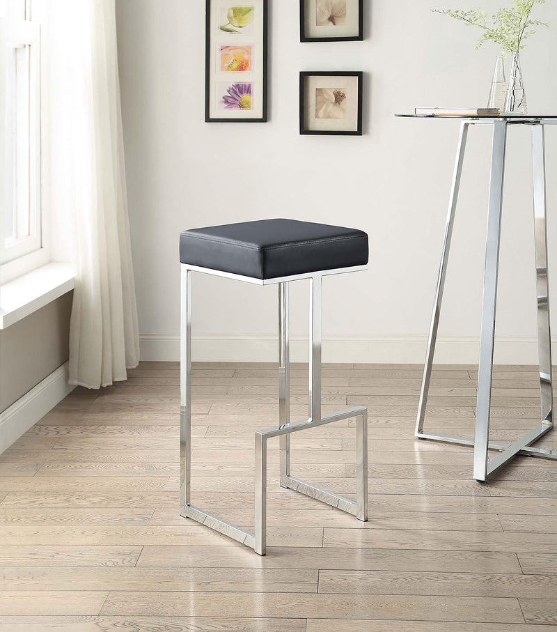 Gervase Square Bar Stool Black and Chrome image