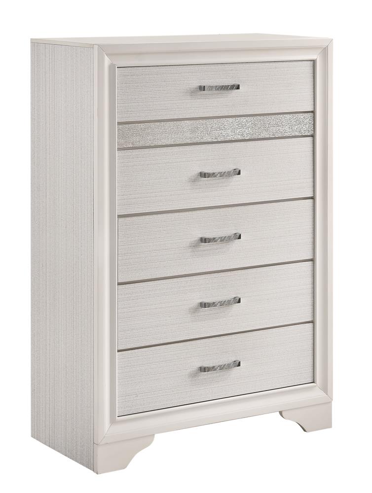 Miranda 5-drawer Chest White and Rhinestone image