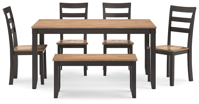 Gesthaven Dining Table with 4 Chairs and Bench (Set of 6)