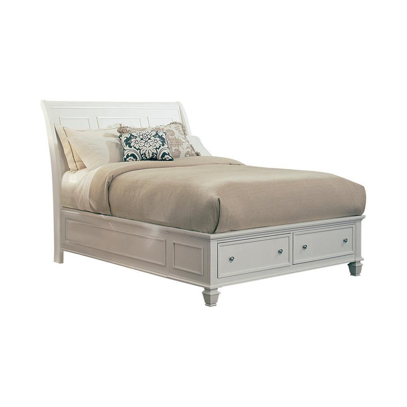 Sandy Beach Queen Storage Sleigh Bed Cream White