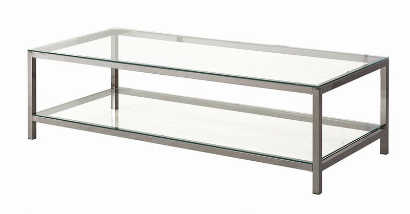 Trini Coffee Table with Glass Shelf Black Nickel