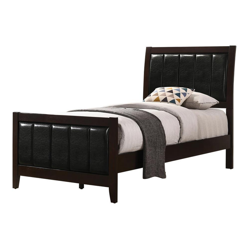 Carlton Twin Upholstered Panel Bed Cappuccino and Black