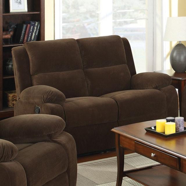 Haven Dark Brown Love Seat w/ 2 Recliners image