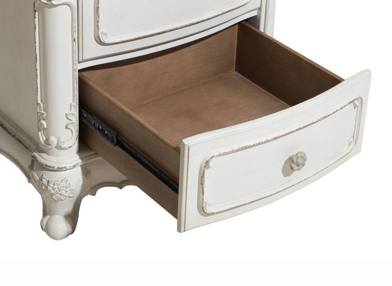 Cinderella Night Stand in Antique White with Grey Rub-Through 1386NW-4