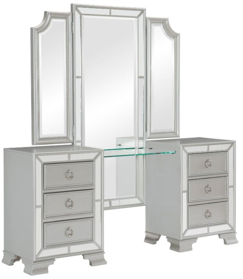 Avondale Vanity Dresser with Mirror in Silver 1646-15