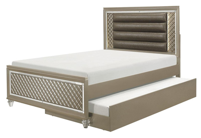 Youth Loudon Full Platform with Trundle Bed in Champagne Metallic image