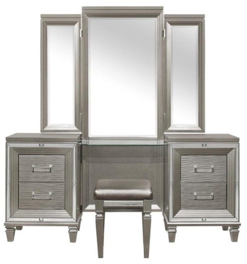 Tamsin 3pcs Vanity Dresser with Mirror in Silver Grey Metallic 1616-15 image