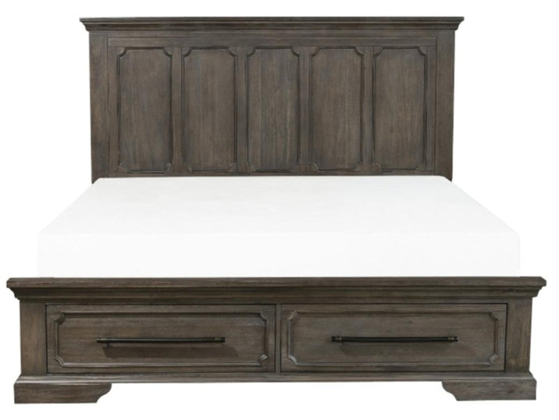 Taulon Queen Platform Bed with Footboard Storage in Dark Oak 5438-1* image