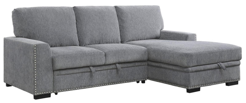 Morelia 2pc Sectional with Pull Out Bed and Right Chaise in Dark Gray 9468DG*2RC2L image